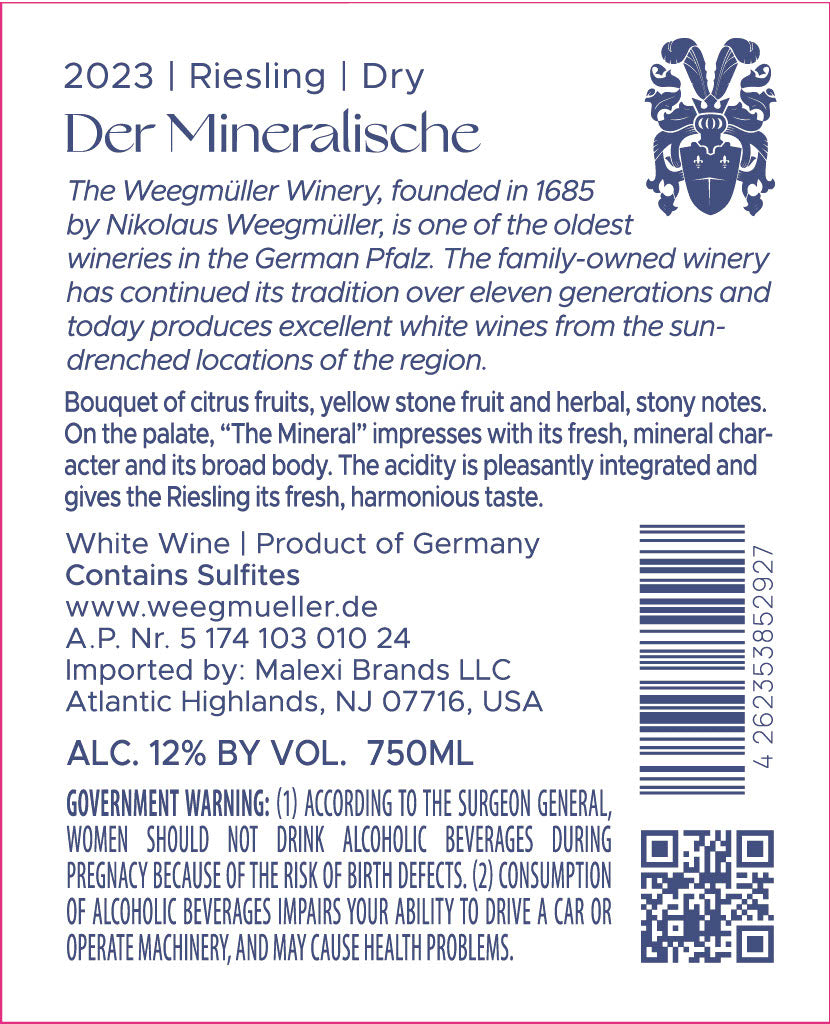 Weegmueller Riesling "Der Mineralische" 2023 - 750 ML