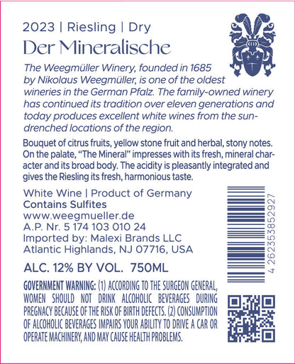 Weegmueller Riesling "Der Mineralische" 2023 - 750 ML
